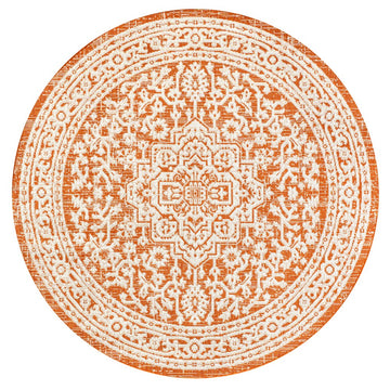Sinjuri Medallion Textured Weave Indoor/outdoor Round Rug